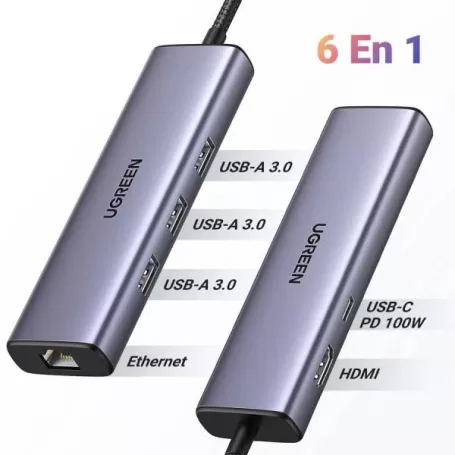 Hub USB-C Ugreen Revodok 1061 6 en 1 - Maroc
